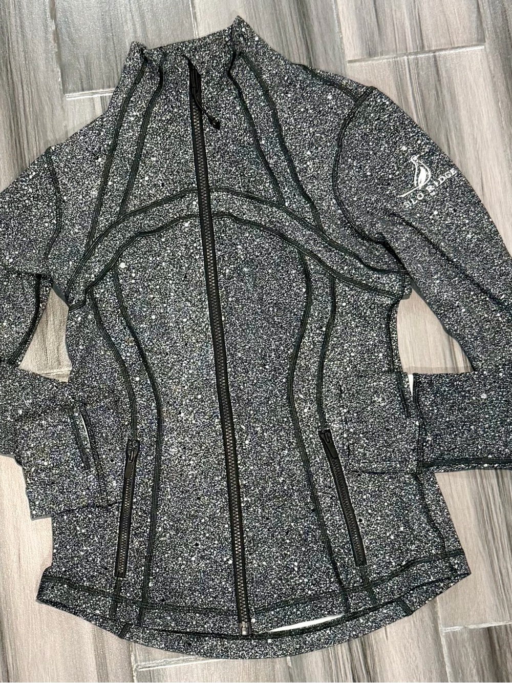 lululemon athletica Black Heathered Full-Zip Utility Jacket Silo Ridge Logo
